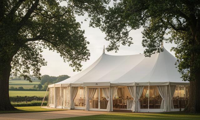 White marquee beside mature trees at a private estate near Windsor