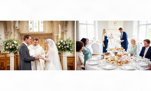 Christian blessing inside a Windsor church followed by afternoon tea in a light reception room