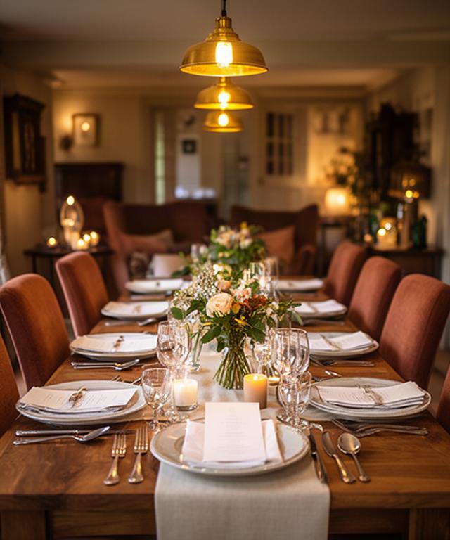 Warm private dining room set for a small wedding at The Winning Post in Berkshire